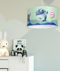 Niebieska lampa wisząca, rysunek rybki MLP6802 z serii DELFINKA FINKA | Kaja Ośw*Sklep Kaja Flash Sale