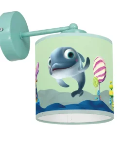 Niebieski kinkiet z rysunkiem delfinka MLP6805 z serii DELFINKA FINKA | Kaja Ośw*Sklep Kaja Online