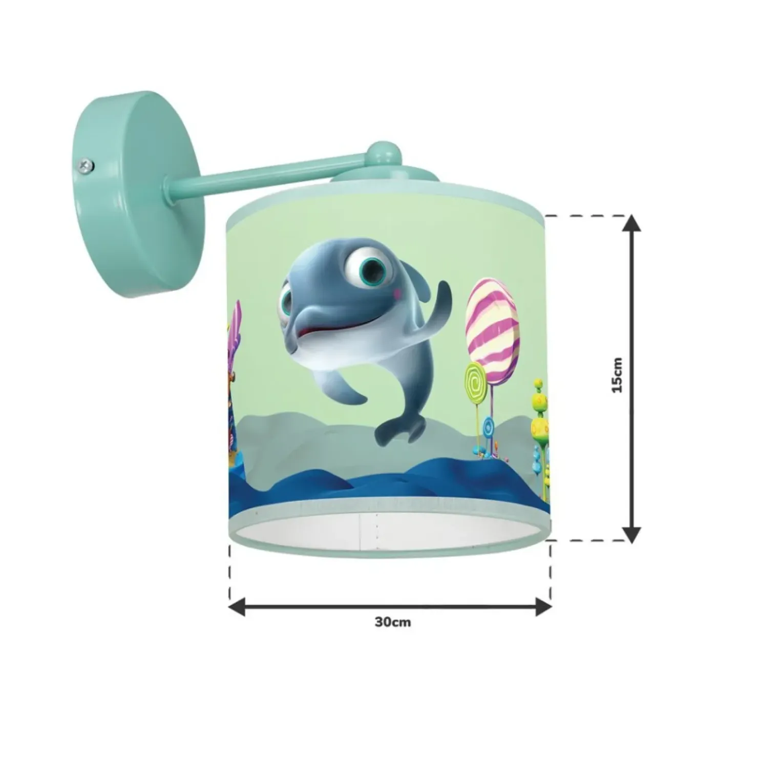 Niebieski kinkiet z rysunkiem delfinka MLP6805 z serii DELFINKA FINKA | Kaja Ośw*Sklep Kaja Online