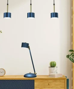 Niebiesko-złota lampka biurkowa, do biura MLP7776 z serii ARENA | Kaja Oświetlen*Sklep Kaja Discount