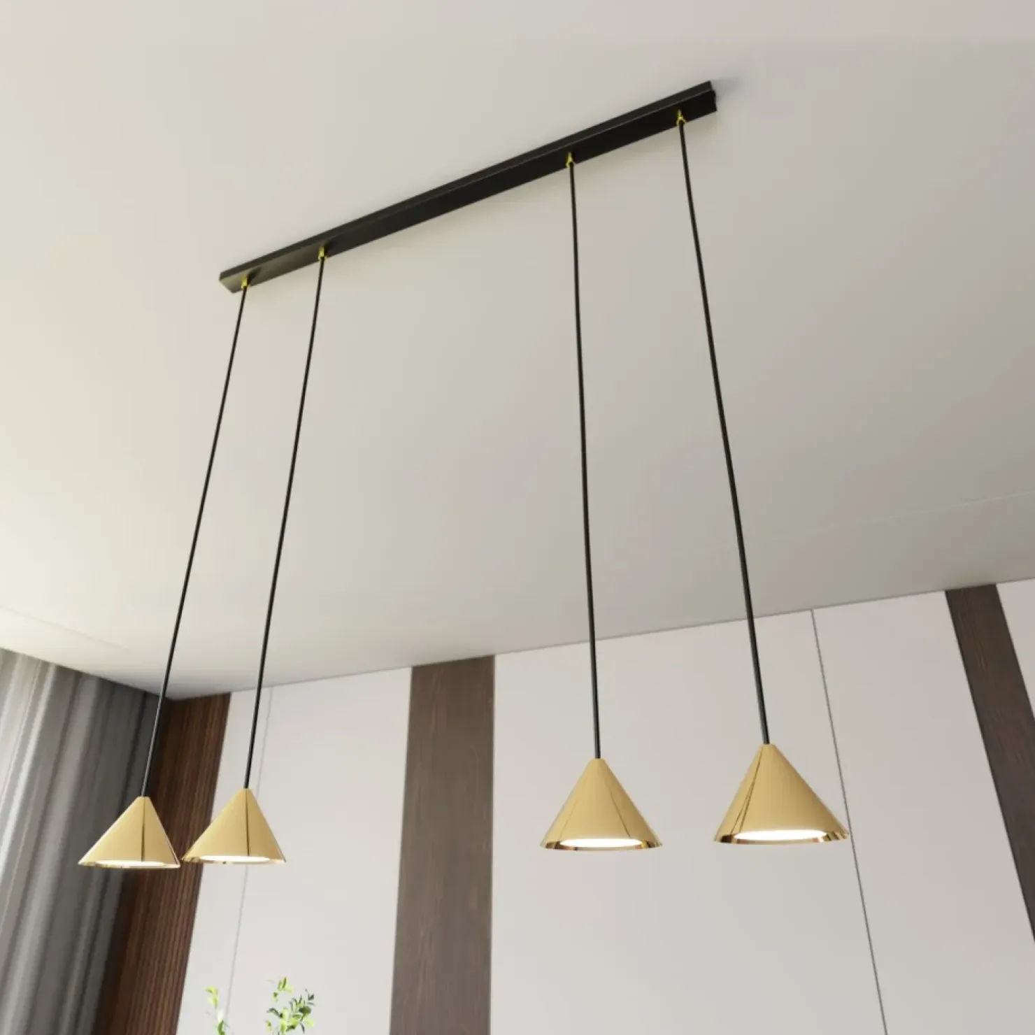 Store Sklep Kaja Nowoczesna, czarno złota lampa wisząca 1329/4 ELIT | Kaja Oświetlenie