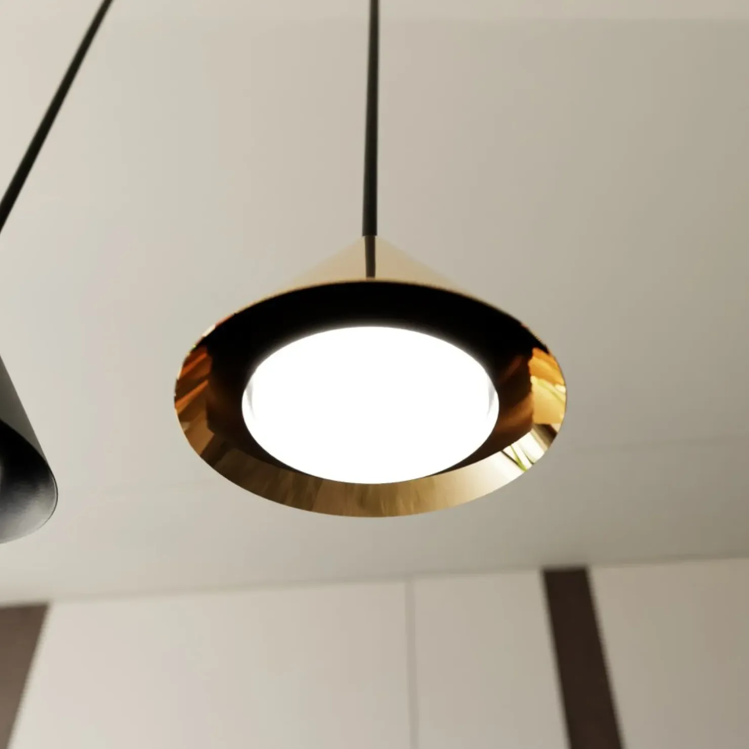 Store Sklep Kaja Nowoczesna, czarno złota lampa wisząca 1329/4 ELIT | Kaja Oświetlenie