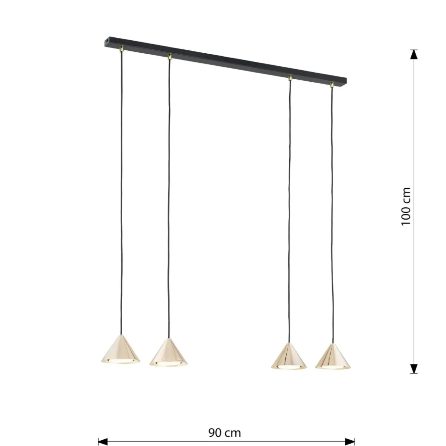 Store Sklep Kaja Nowoczesna, czarno złota lampa wisząca 1329/4 ELIT | Kaja Oświetlenie