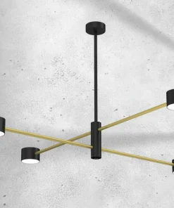 Store Sklep Kaja Nowoczesna, czarno-złota lampa wisząca MLP8419 CROSS | Kaja
