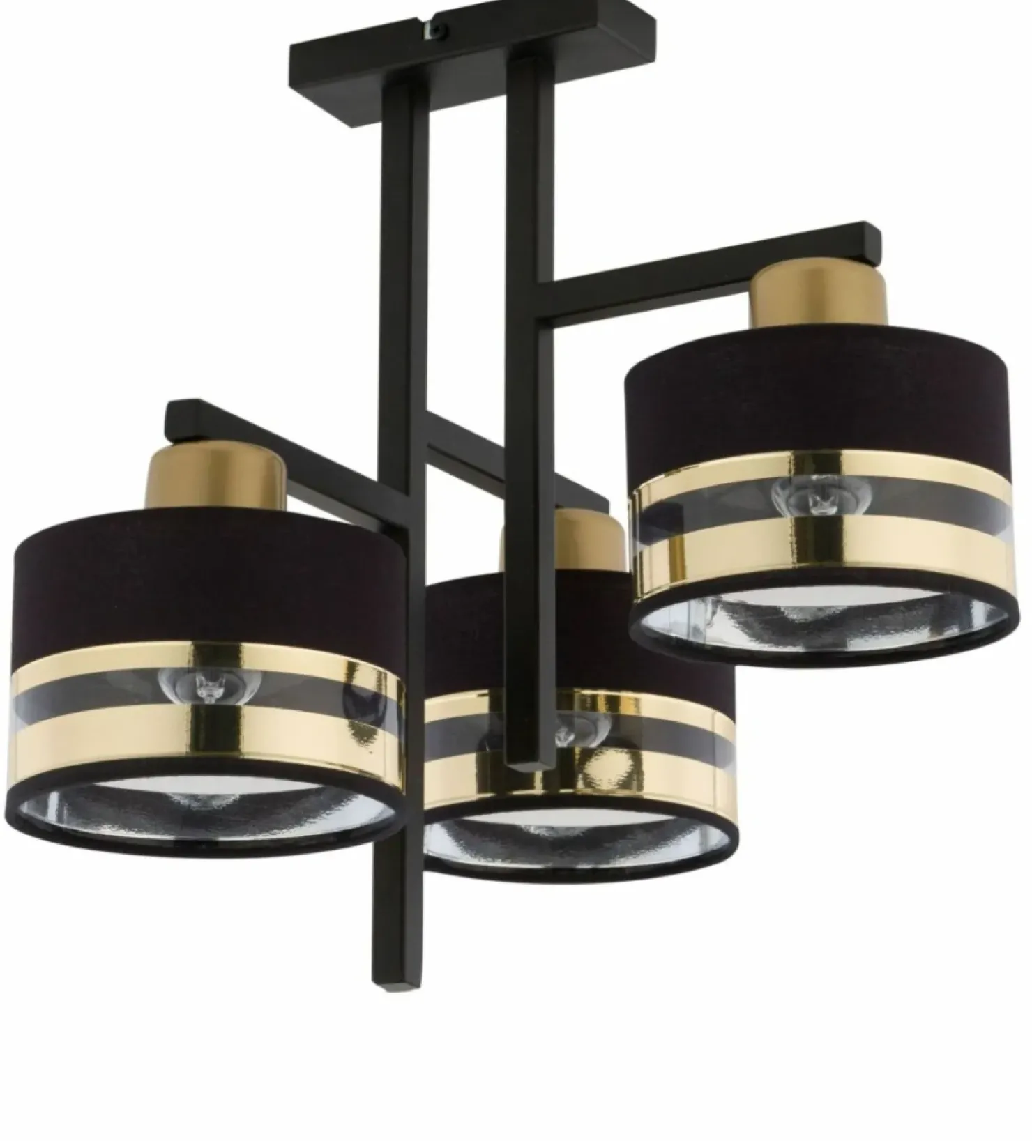 Sale Sklep Kaja Nowoczesna, czarno-złota lampa sufitowa z abażurami SIG 32147 - PRO