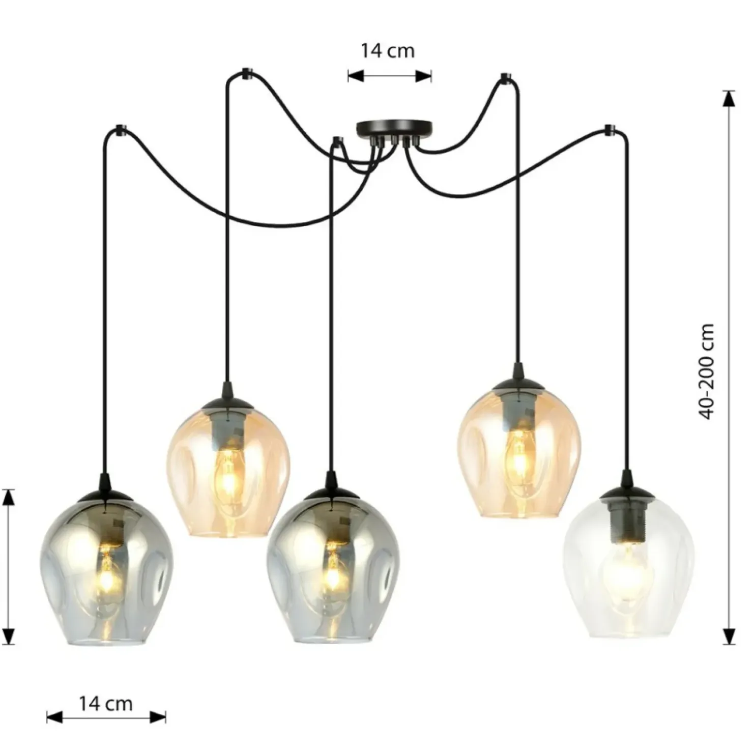 Best Sale Sklep Kaja Nowoczesna lampa pająk z kolorowymi kloszami 759/5 LEVEL | Kaja