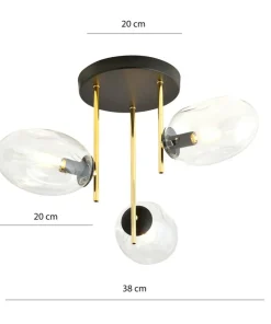 Outlet Sklep Kaja Nowoczesna lampa sufitowa ze zotymi elementami 1273/3 z serii ARGO