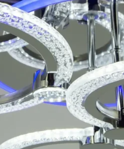 Fashion Sklep Kaja Nowoczesna lampa sufitowa z pilotem w zestawie DRS2032 z serii RING chrom