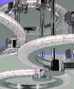 Fashion Sklep Kaja Nowoczesna lampa sufitowa z pilotem w zestawie DRS2032 z serii RING chrom