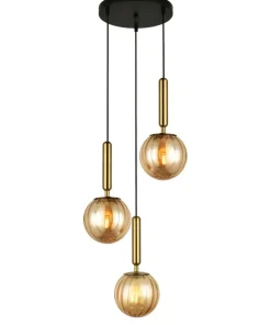 Store Sklep Kaja Nowoczesna lampa wisząca PND-2324-3A BRO+AMB RAVENA | Kaja Oświetlenie