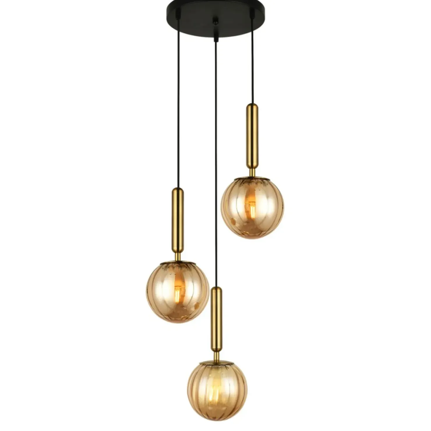 Store Sklep Kaja Nowoczesna lampa wisząca PND-2324-3A BRO+AMB RAVENA | Kaja Oświetlenie
