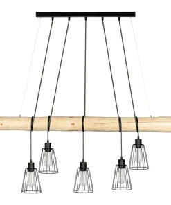 Clearance Sklep Kaja Nowoczesna lampa wisząca z drewnem 69214504 TRABO LONG | Kaja