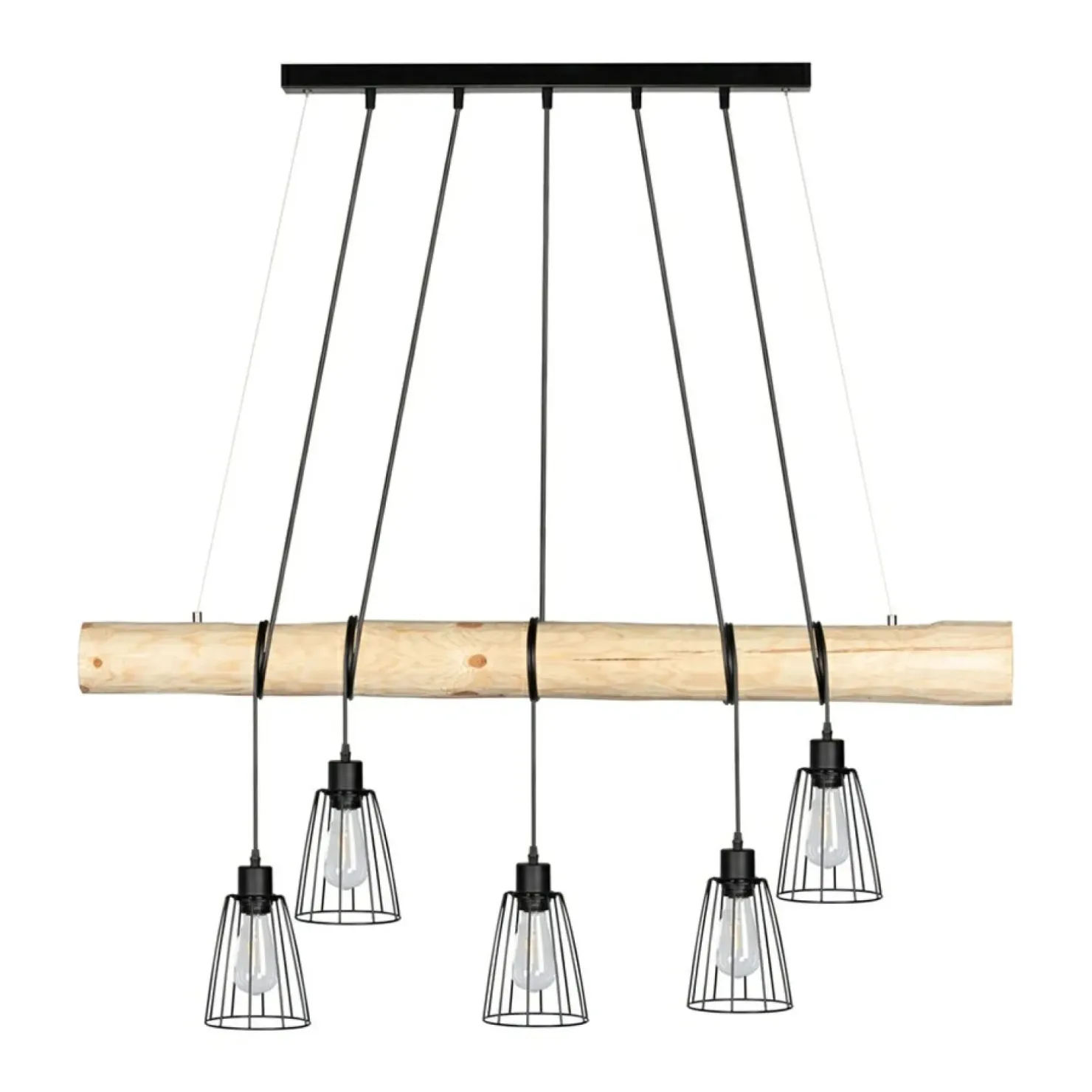 Clearance Sklep Kaja Nowoczesna lampa wisząca z drewnem 69214504 TRABO LONG | Kaja