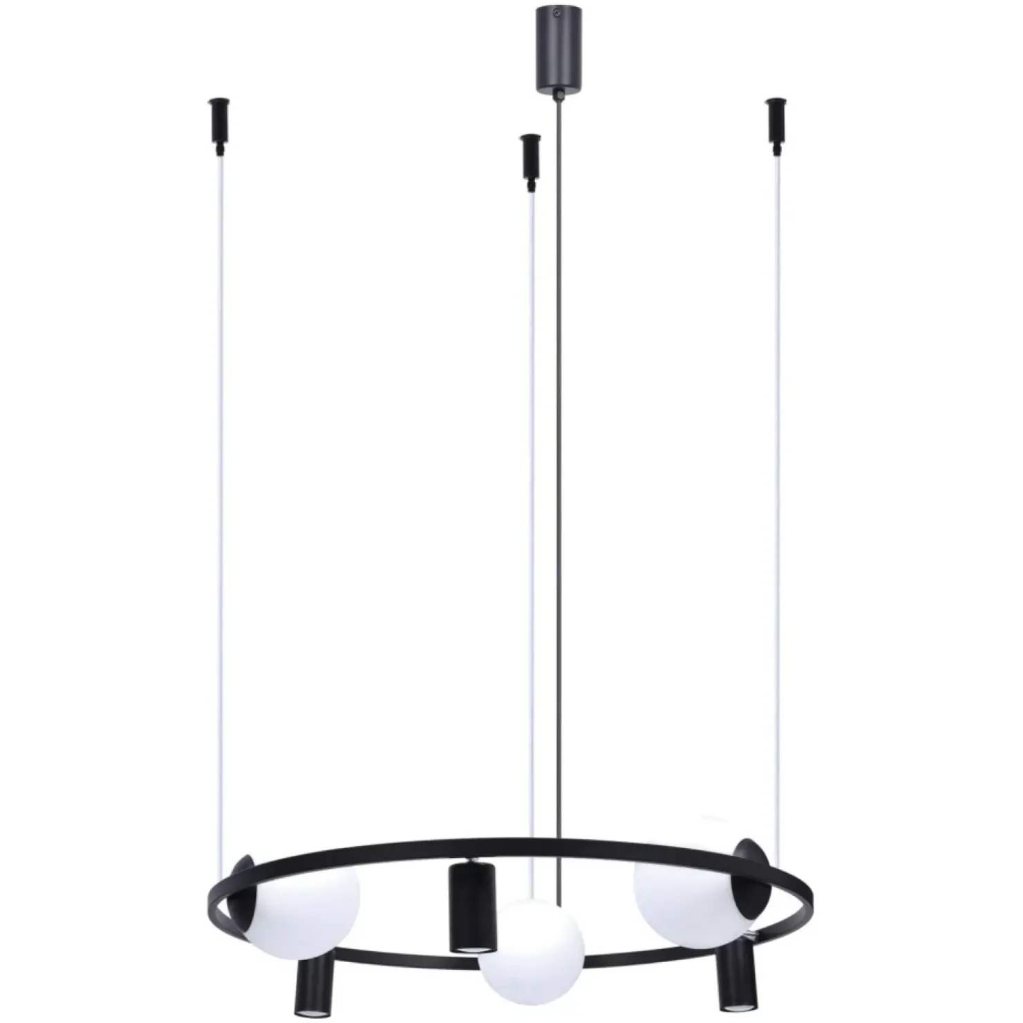 New Sklep Kaja Nowoczesna lampa wisząca z kloszami i spotami 5006 z serii ORBIT