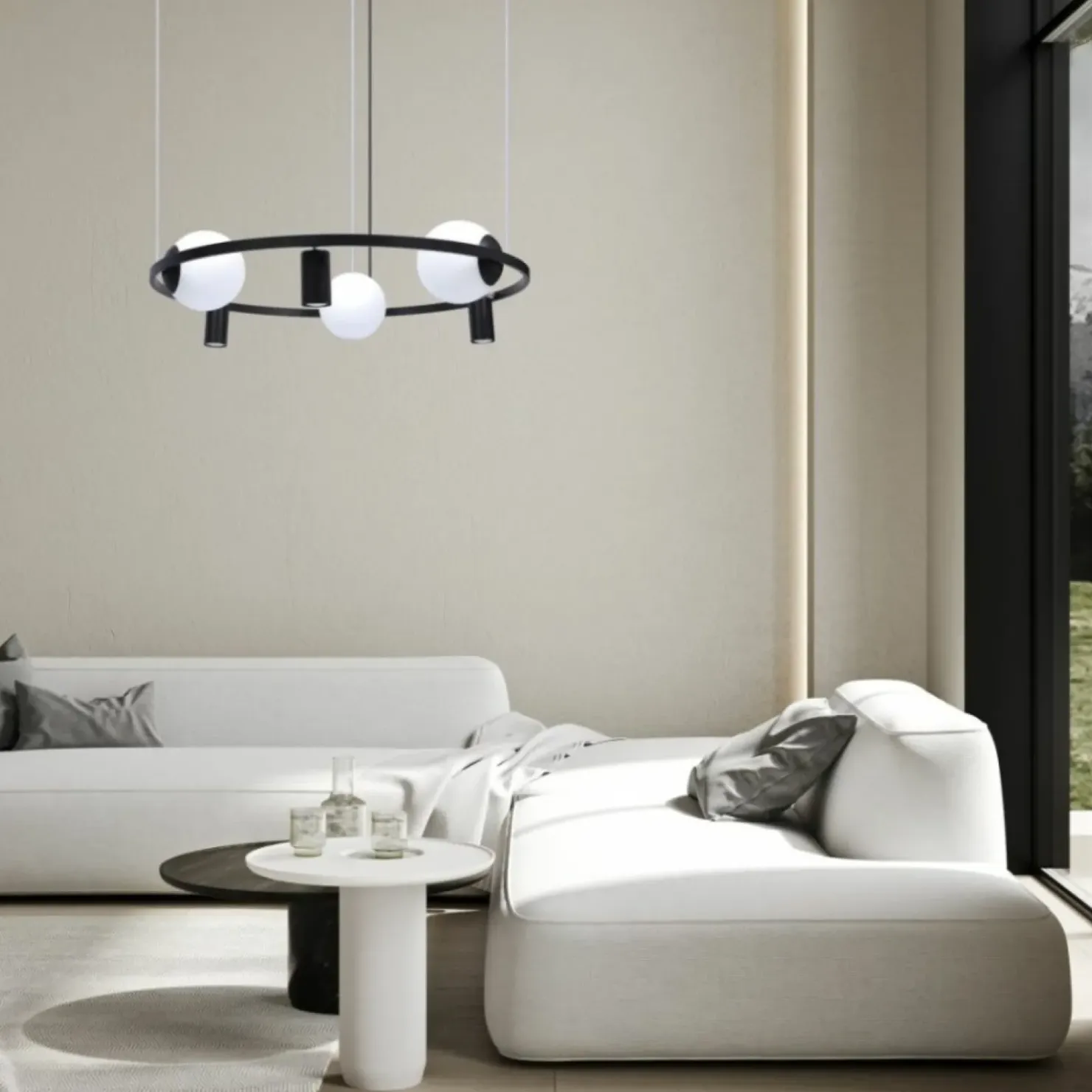 New Sklep Kaja Nowoczesna lampa wisząca z kloszami i spotami 5006 z serii ORBIT