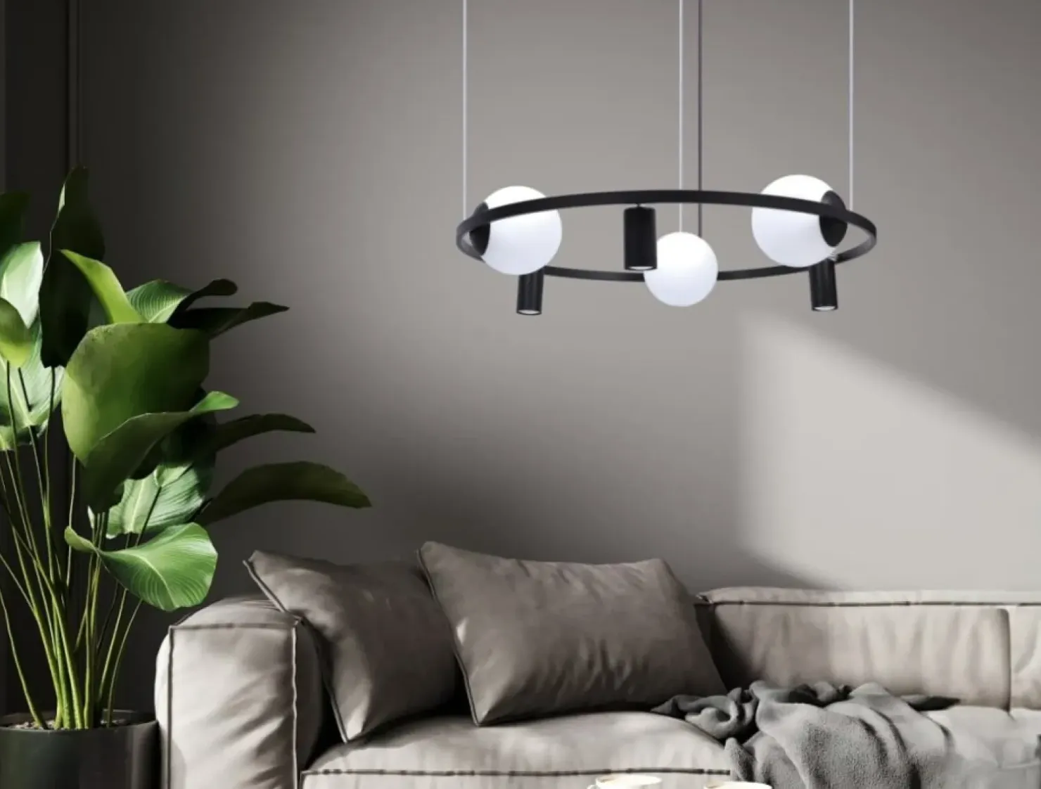 New Sklep Kaja Nowoczesna lampa wisząca z kloszami i spotami 5006 z serii ORBIT