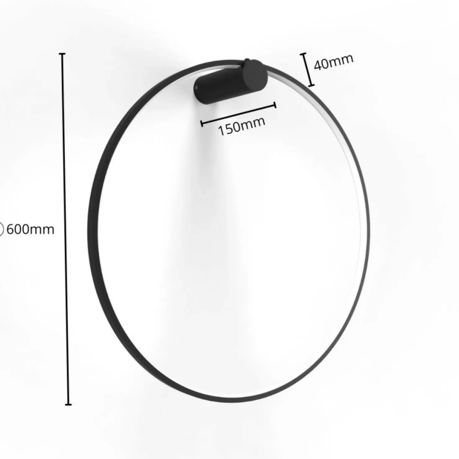 Obręcz ścienna, ledowy ring ⌀60 LP-999/1W S BK MIRROR | Kaja*Sklep Kaja Shop