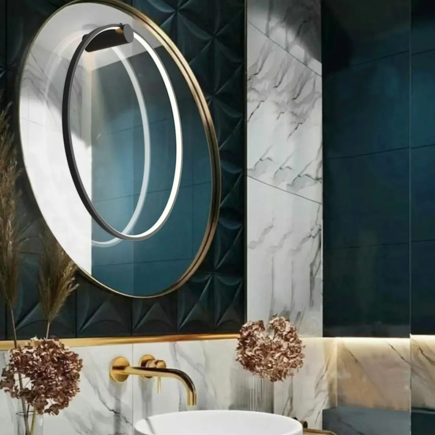 Obręcz ścienna, ledowy ring ⌀60 LP-999/1W S BK MIRROR | Kaja*Sklep Kaja Shop