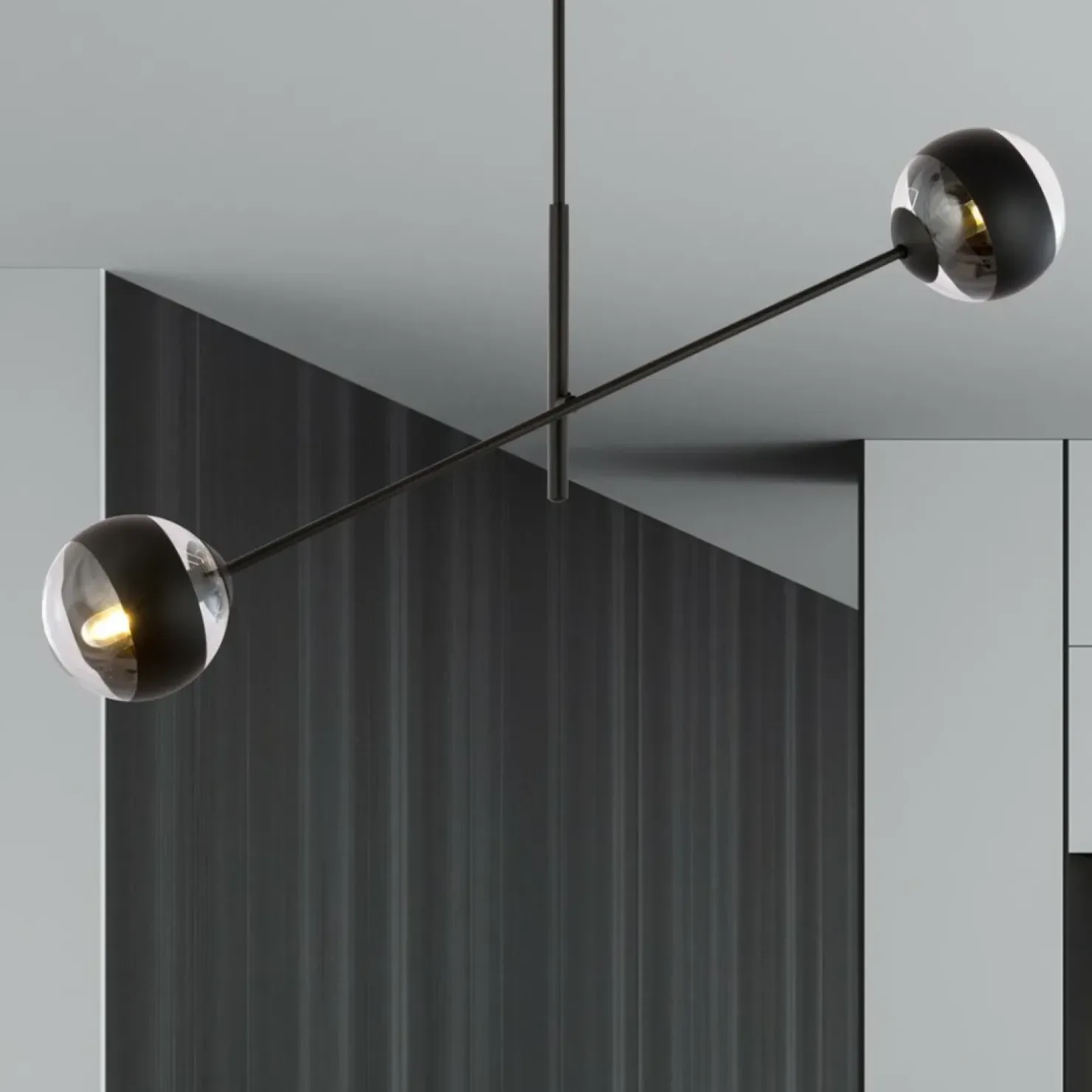 Best Sale Sklep Kaja Obrotowa lampa sufitowa, dwa klosze 1168/2 LINEAR | Kaja Oświetlenie