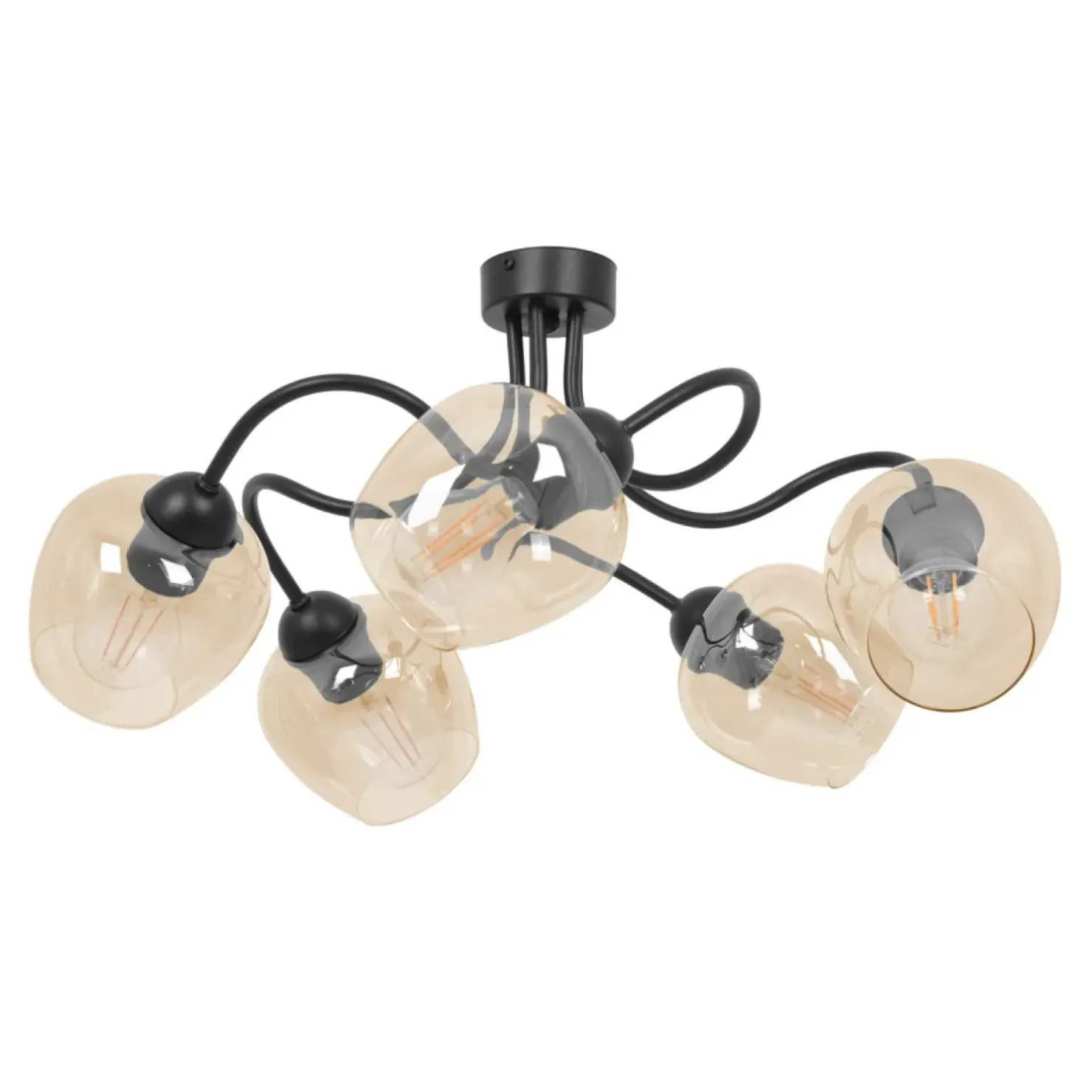 Sale Sklep Kaja Okazała lampa sufitowa, pięć bursztynowych kloszy K-5191 z serii DIUNA