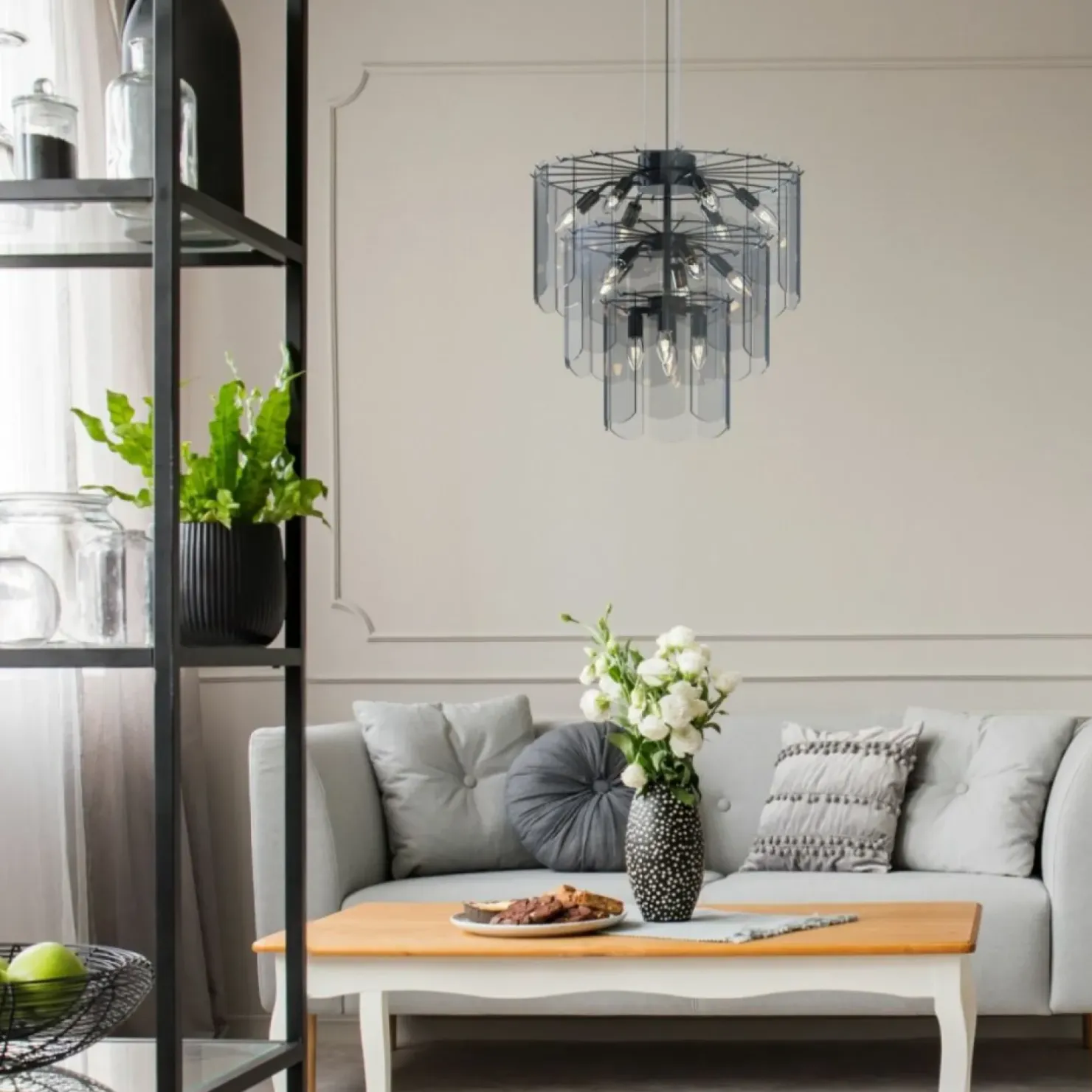 Outlet Sklep Kaja Okazała lampa wisząca do stylowego salonu MD3523-14L-EBCN NIRA | Kaja