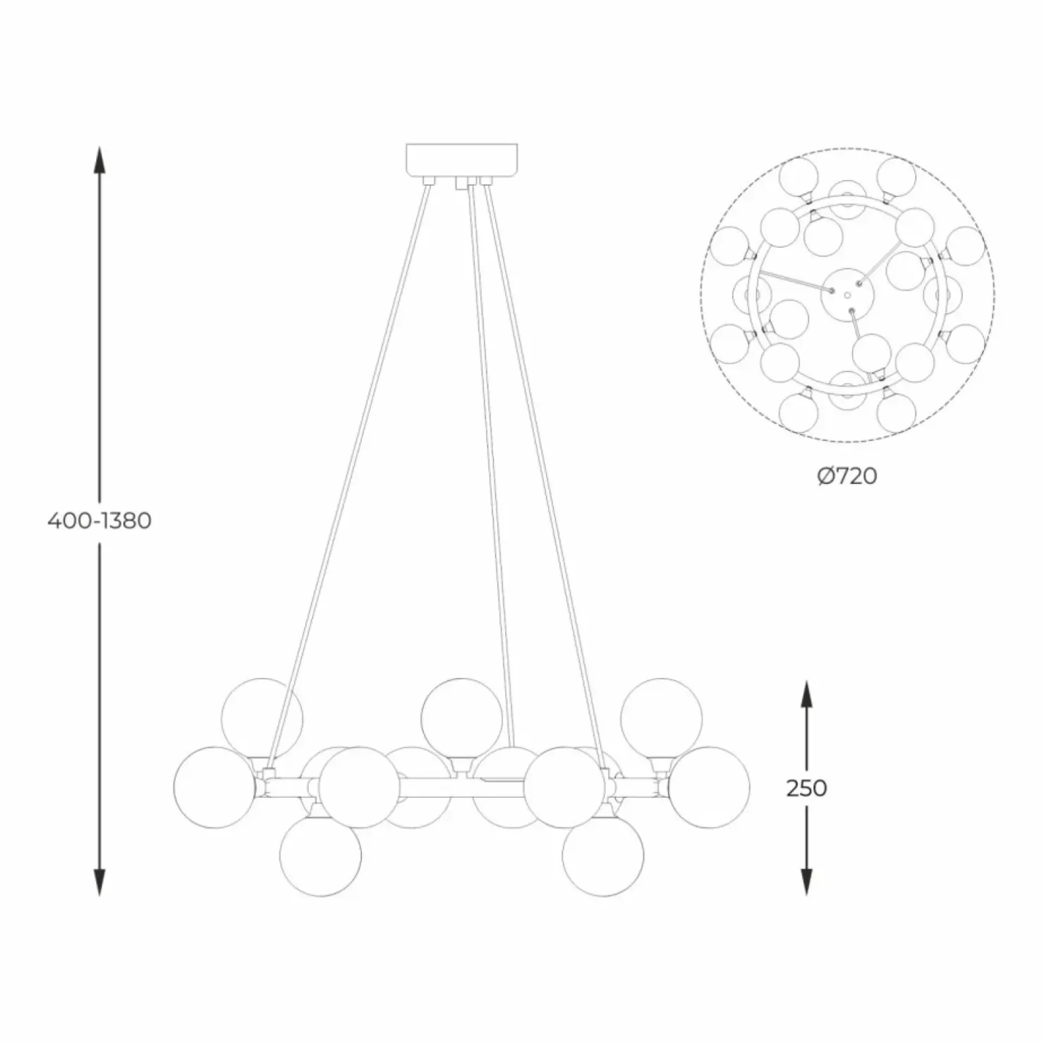 Store Sklep Kaja Okazała lampa wisząca z 20 kloszami P0462-20C-F7AA BOBO | Kaja