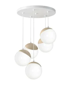 Discount Sklep Kaja Okazała lampa wisząca z białymi kloszami MLP5426 z serii SFERA WOOD | Kaja Oświe
