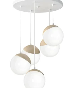 Discount Sklep Kaja Okazała lampa wisząca z białymi kloszami MLP5426 z serii SFERA WOOD | Kaja Oświe