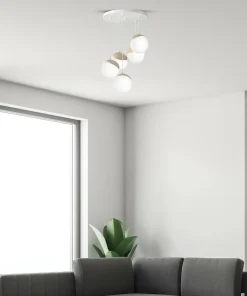 Discount Sklep Kaja Okazała lampa wisząca z białymi kloszami MLP5426 z serii SFERA WOOD | Kaja Oświe