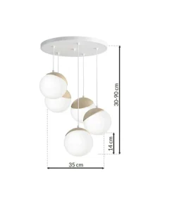 Discount Sklep Kaja Okazała lampa wisząca z białymi kloszami MLP5426 z serii SFERA WOOD | Kaja Oświe