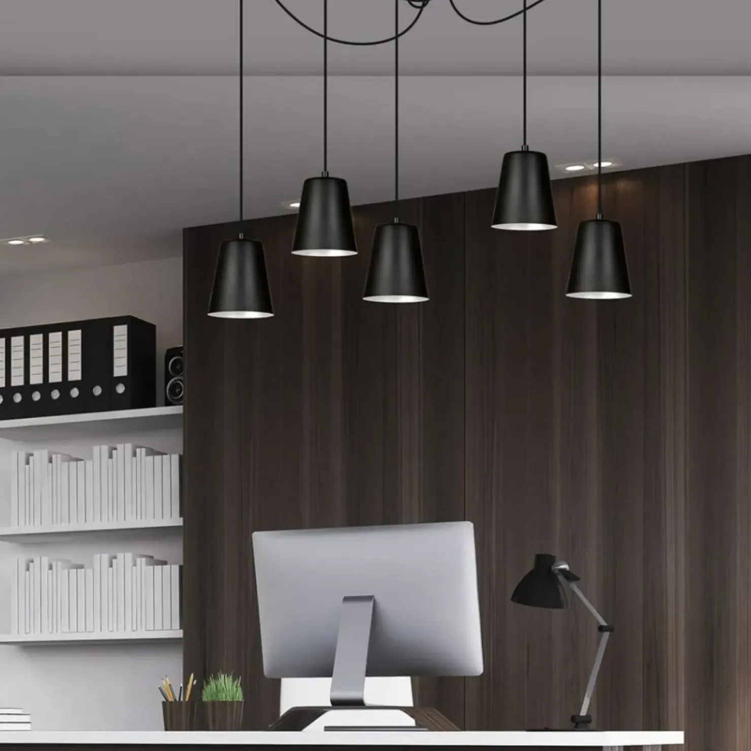 Store Sklep Kaja Okazała lampa wisząca z tradycyjnymi kloszami 454/5 | Kaja Oświetlenie czarny