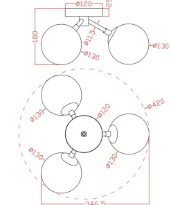 Sale Sklep Kaja Okrągła lampa sufitowa z 3 białymi kloszami LP-002/3C DORADO | Kaja