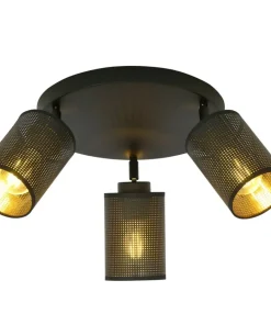 Shop Sklep Kaja Okrągła lampa z czarno-złotymi abażurami 1152/3PREM BRONX | Kaja czarny
