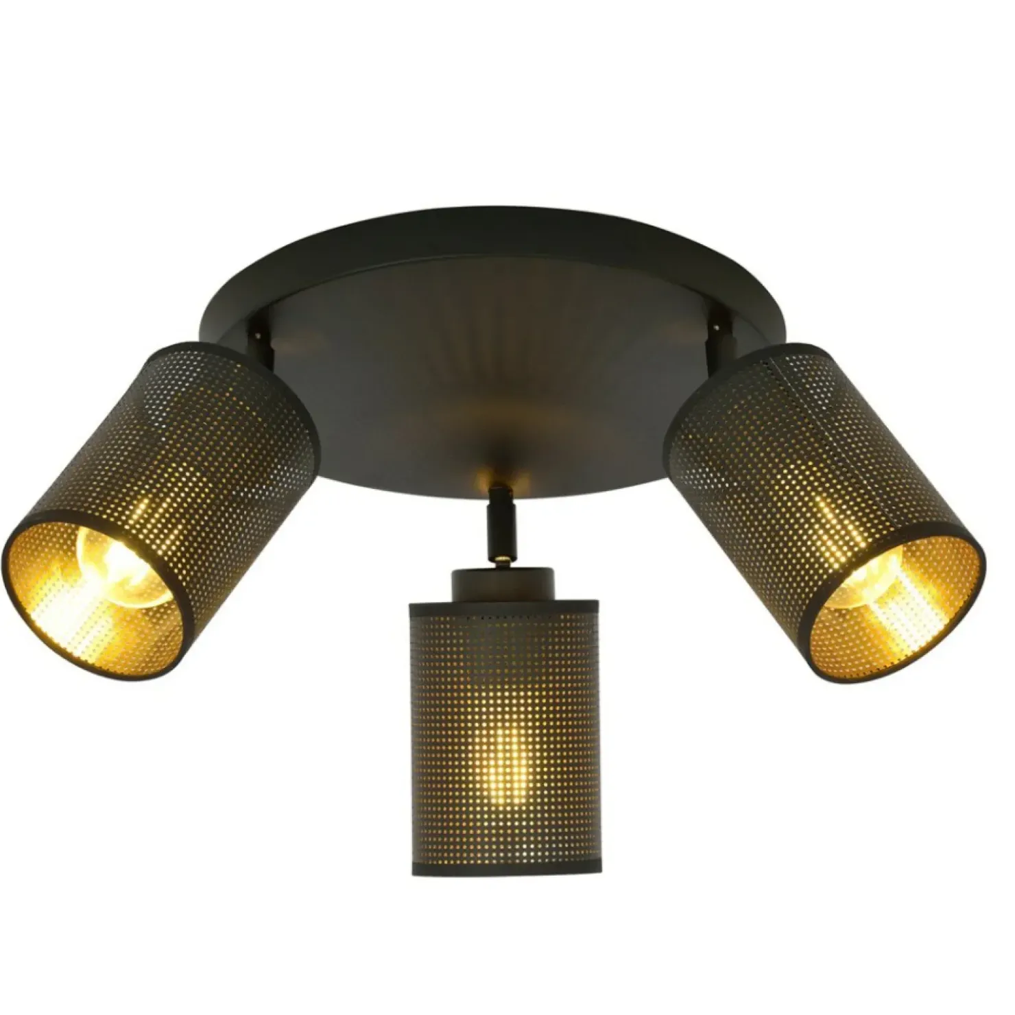 Shop Sklep Kaja Okrągła lampa z czarno-złotymi abażurami 1152/3PREM BRONX | Kaja czarny