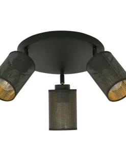 Shop Sklep Kaja Okrągła lampa z czarno-złotymi abażurami 1152/3PREM BRONX | Kaja czarny