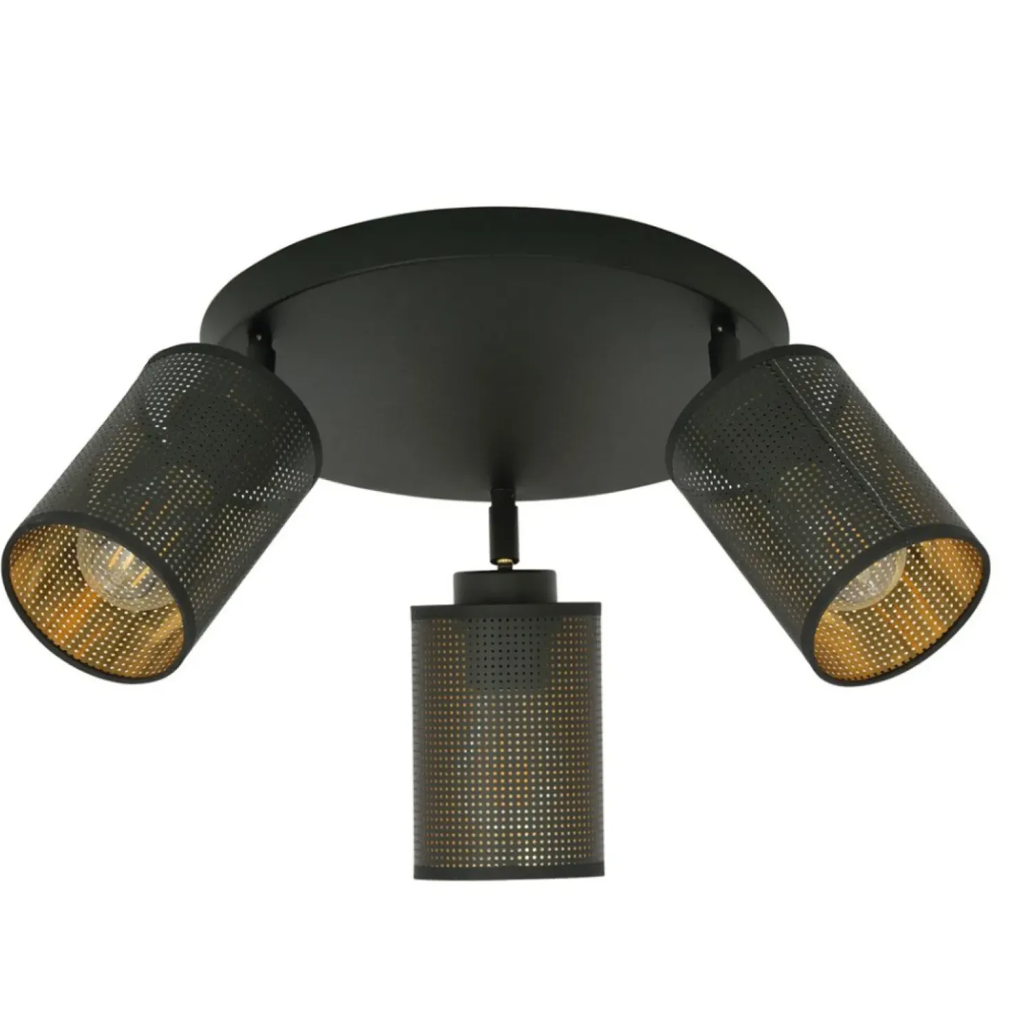 Shop Sklep Kaja Okrągła lampa z czarno-złotymi abażurami 1152/3PREM BRONX | Kaja czarny