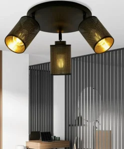 Shop Sklep Kaja Okrągła lampa z czarno-złotymi abażurami 1152/3PREM BRONX | Kaja czarny