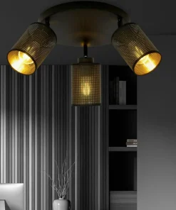 Shop Sklep Kaja Okrągła lampa z czarno-złotymi abażurami 1152/3PREM BRONX | Kaja czarny