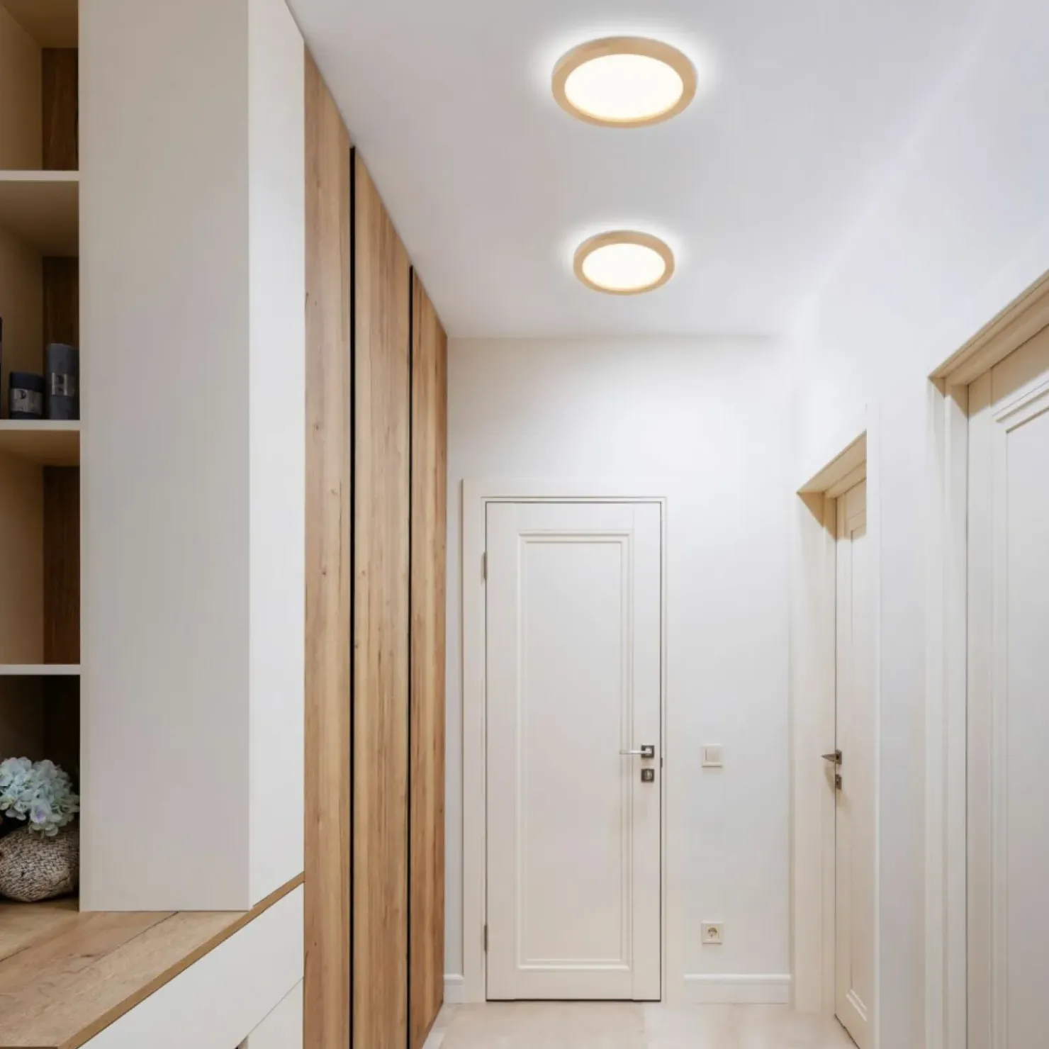 Okrągła, ledowa lampa sufitowa z drewna TK 18004 AQUA WOOD BUK | Kaja*Sklep Kaja Store