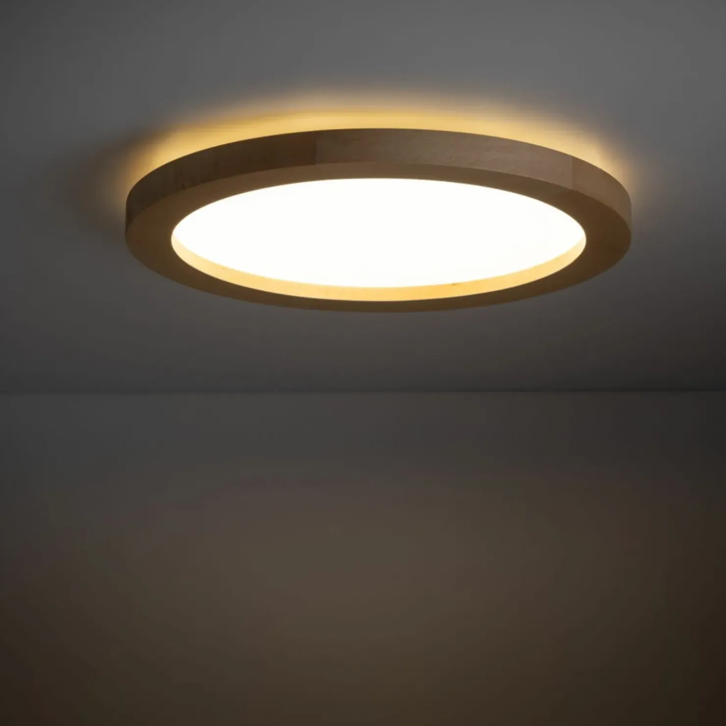 Okrągła, ledowa lampa sufitowa z drewna TK 18004 AQUA WOOD BUK | Kaja*Sklep Kaja Store