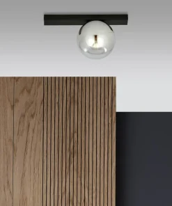 Okrągły, lustrzany klosz na czarnej podstawie 1122/1 FIT | Kaja*Sklep Kaja Best