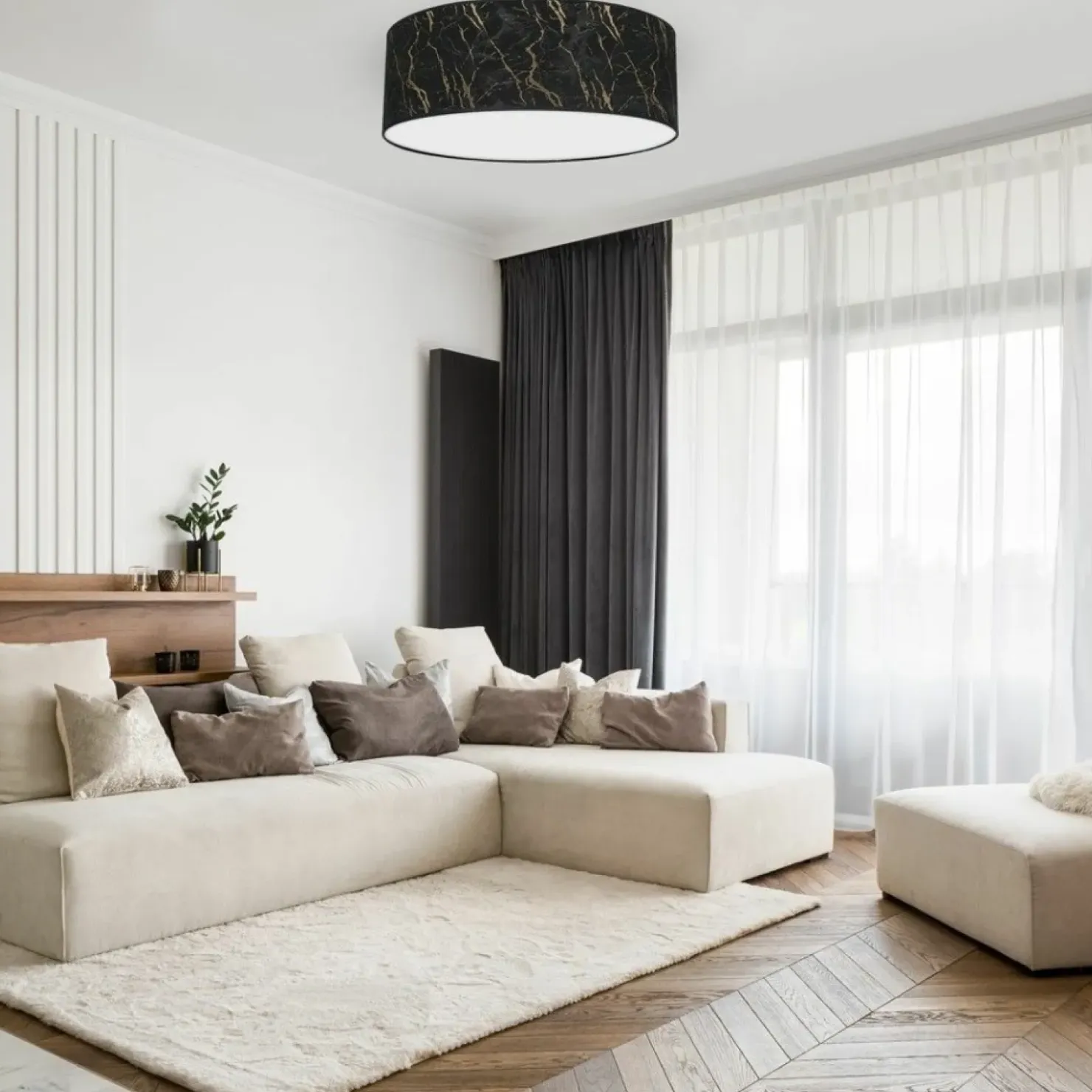 Okrągły plafon, lampa sufitowa, czarno-złota MLP7296 z serii SENSO | Kaja Oświet*Sklep Kaja Store