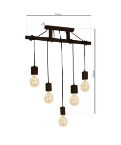 Flash Sale Sklep Kaja Ozdobna, drewniana lampa wisząca na 5 żarówek MLP4361 z serii JACK | Kaja Oświet naturalnedrewno