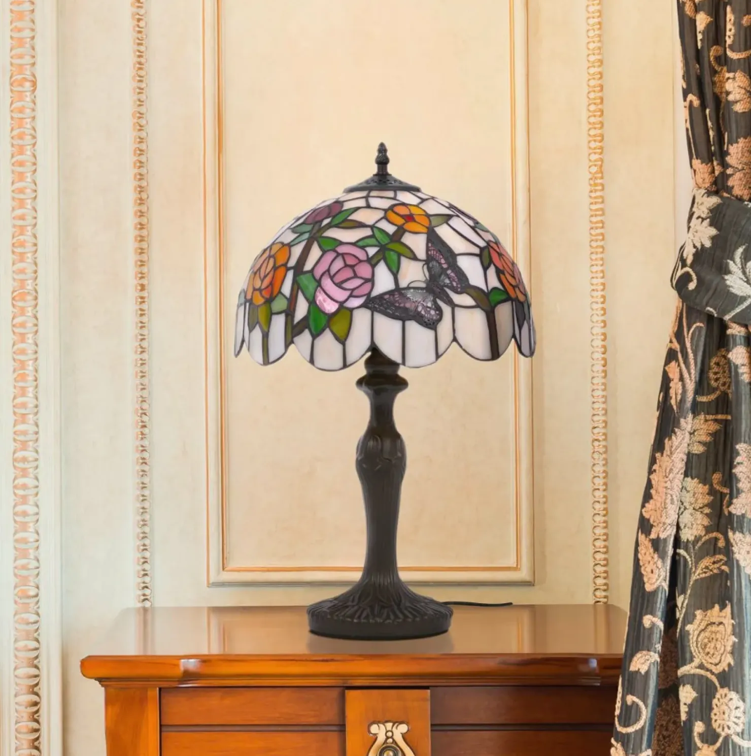 Ozdobna lampa stołowa z solidną podstawą K-G12835 z serii ROSE*Sklep Kaja Cheap