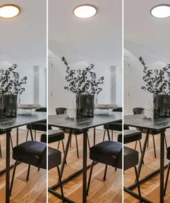 Płaska, drewniana lampa LED, koło 30cm ABR-PLO-OCED-24W MAZE | Kaja*Sklep Kaja Sale