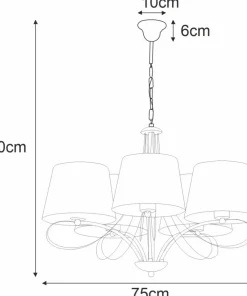 Pięcioramienna, pozłacana lampa wisząca K-4081 SOFIA | Kaja*Sklep Kaja Cheap