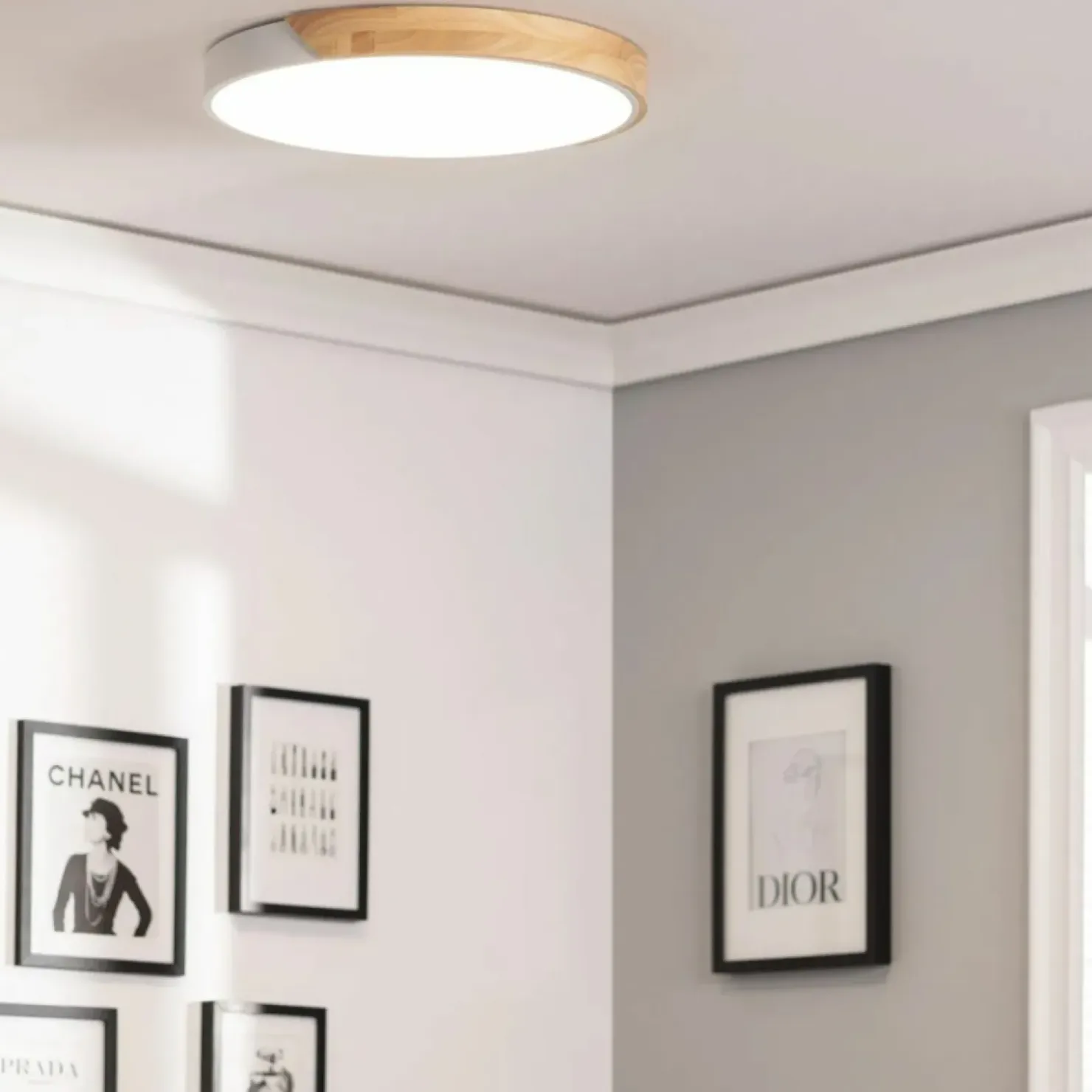 Plafon LED z dodatkiem drewna ⌀50cm ABR-PLOL-B-40W LAGIO | Kaja*Sklep Kaja Sale