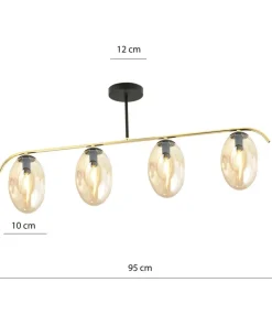 Outlet Sklep Kaja Poczwórna lampa sufitowa z miodowymi kloszami 1281/4 z serii FINES