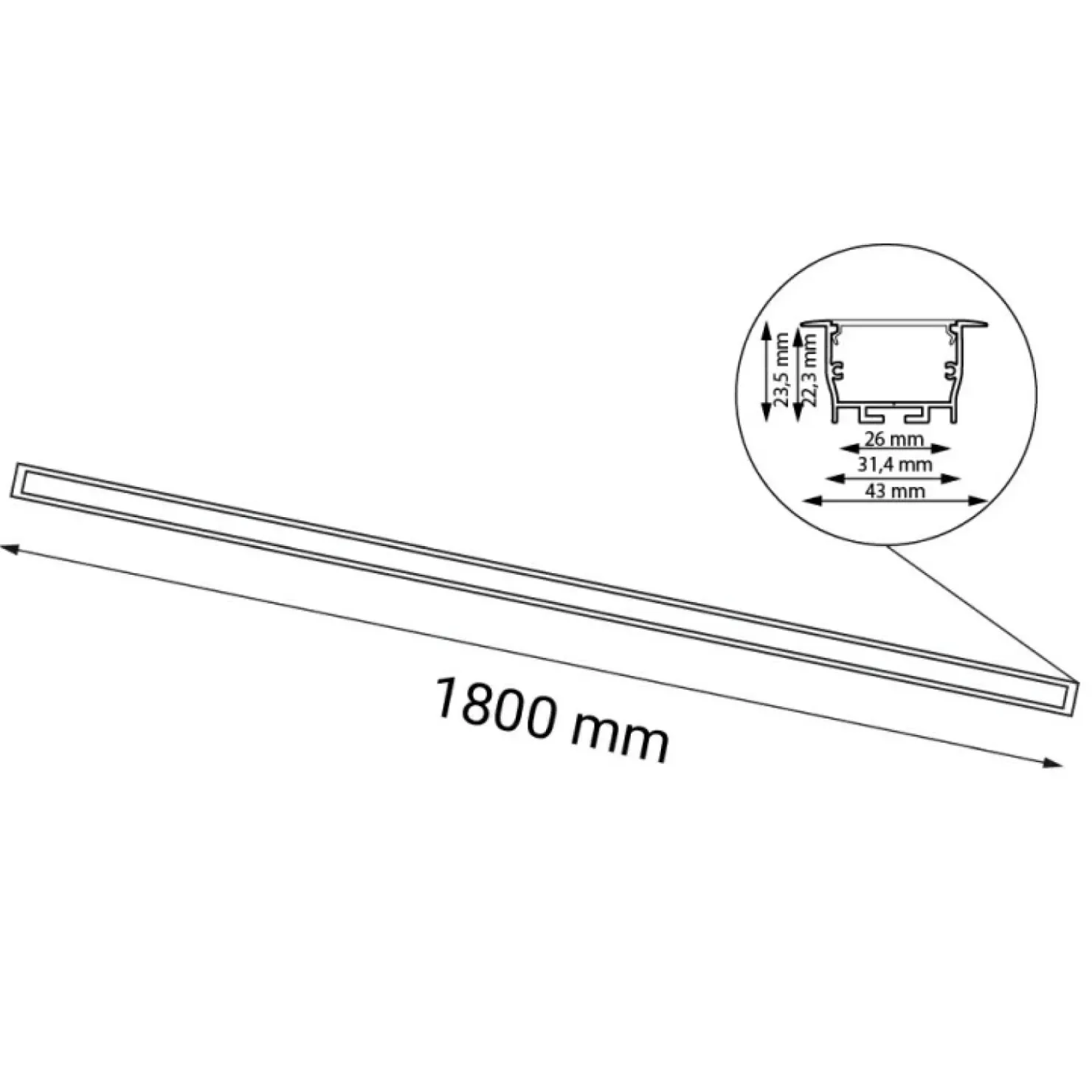 Podtynkowa lampa z ciepłym światłem 180cm 3000K ANT 1837 HIATE | Kaja*Sklep Kaja Outlet
