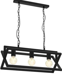 Best Sklep Kaja Podłużna, czarna lampa wisząca na trzy żarówki MLP8563 z serii ARNOLD | Kaja Ośw